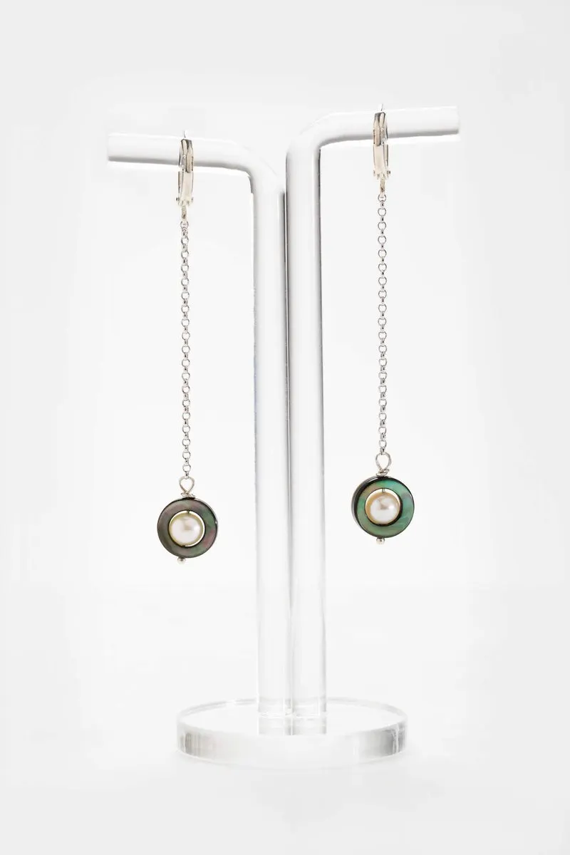 Boucles d'oreilles longues noir et blanc