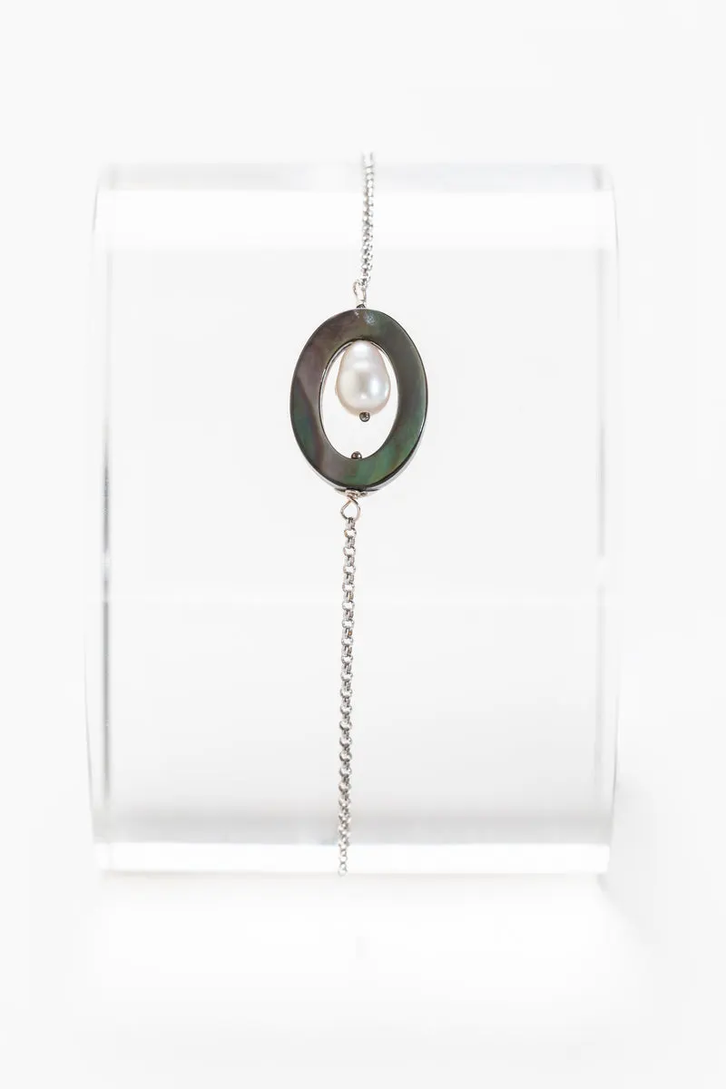 Bracelet ovale noir et blanc