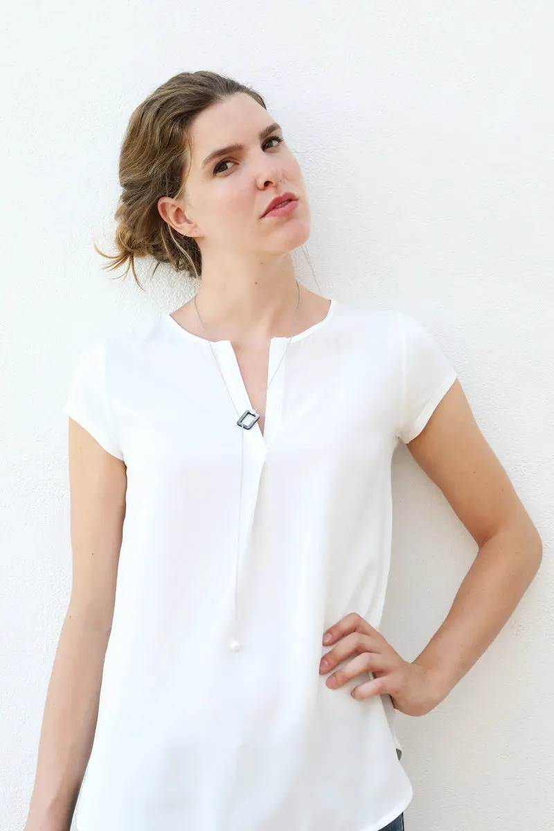 Collier Cravate rectangle noir et blanc